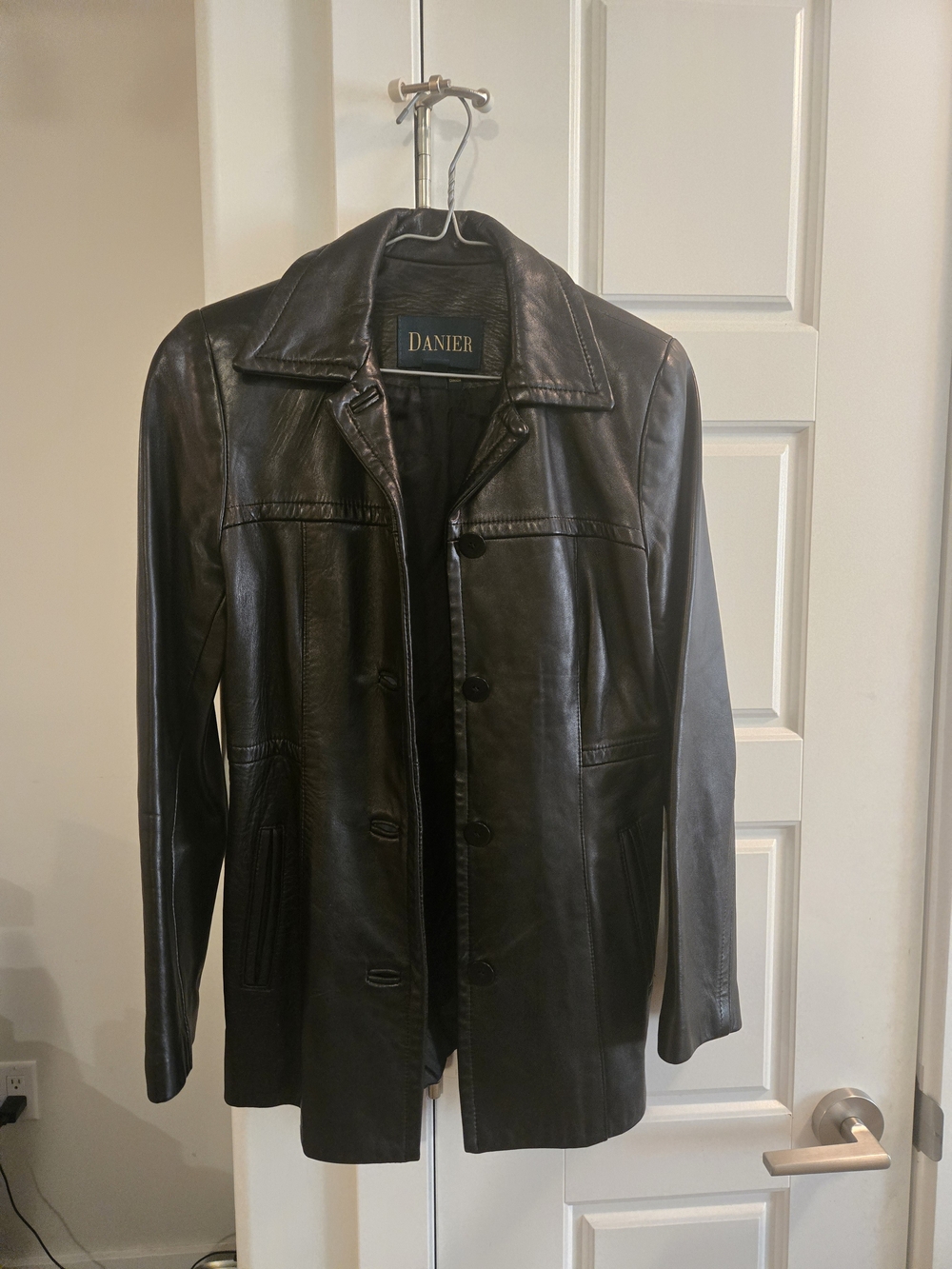 Danier Black Leather Button-Front Jacket